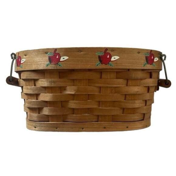Vintage Other - 70s 80s Vintage Ozarks farmhouse woven wicker apple basket with carrying handles
